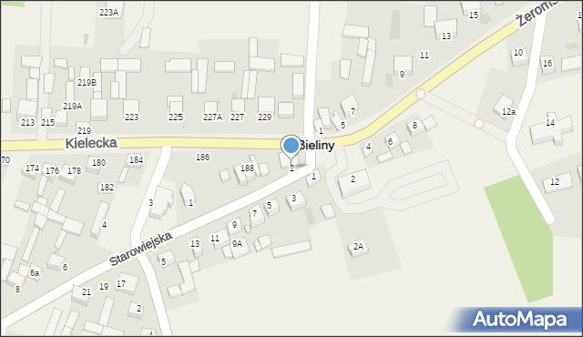 Bieliny, Starowiejska, 2, mapa Bieliny