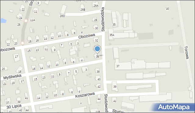 Bielsk Podlaski, Studziwodzka, 36, mapa Bielsk Podlaski