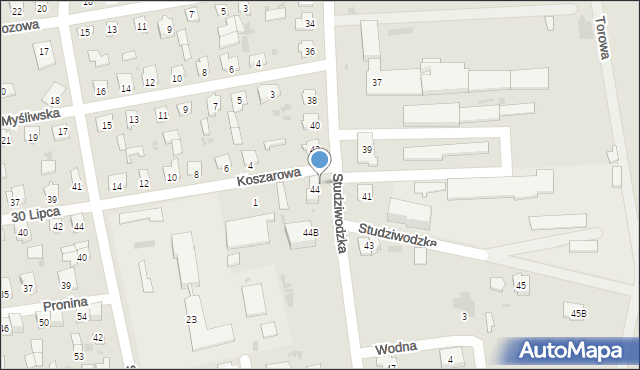 Bielsk Podlaski, Studziwodzka, 44A, mapa Bielsk Podlaski