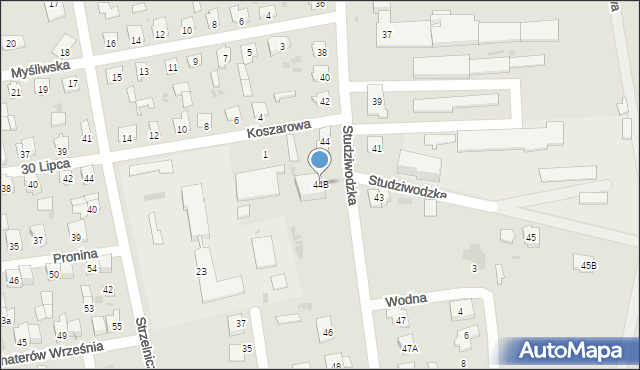 Bielsk Podlaski, Studziwodzka, 44B, mapa Bielsk Podlaski
