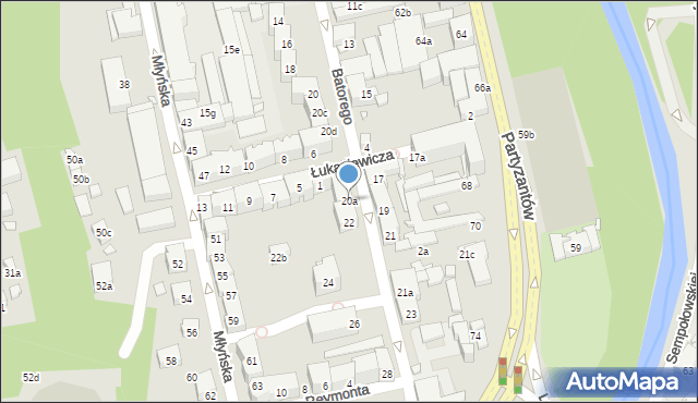 Bielsko-Biała, Stefana Batorego, 20a, mapa Bielsko-Białej