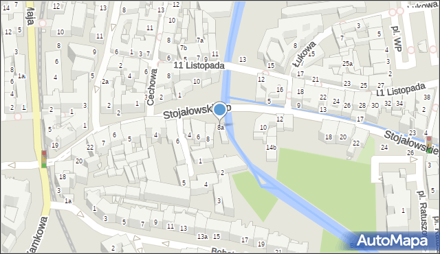 Bielsko-Biała, Stojałowskiego Stanisława, ks., 8a, mapa Bielsko-Białej