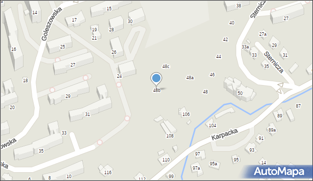 Bielsko-Biała, Sternicza, 48b, mapa Bielsko-Białej