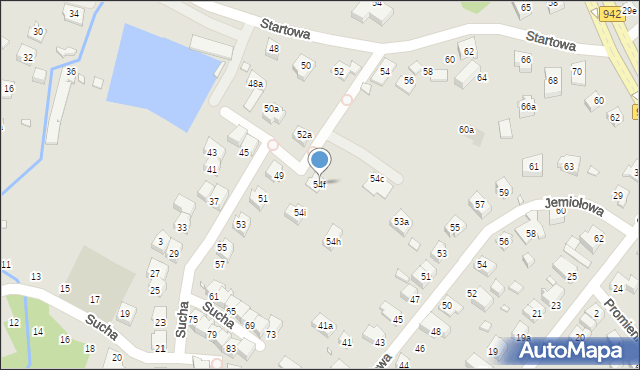 Bielsko-Biała, Startowa, 54f, mapa Bielsko-Białej