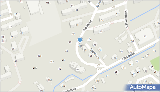 Bielsko-Biała, Sternicza, 33a, mapa Bielsko-Białej