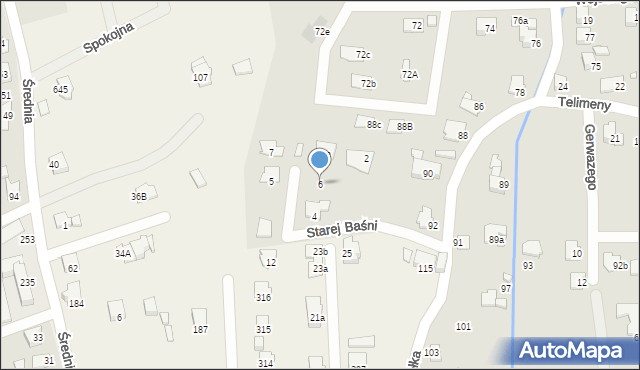 Bielsko-Biała, Starej Baśni, 6, mapa Bielsko-Białej