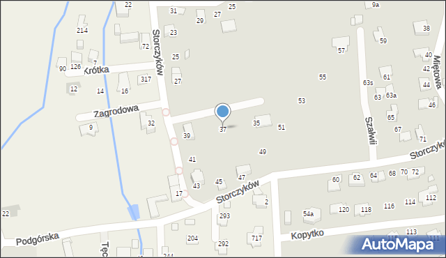 Bielsko-Biała, Storczyków, 37, mapa Bielsko-Białej