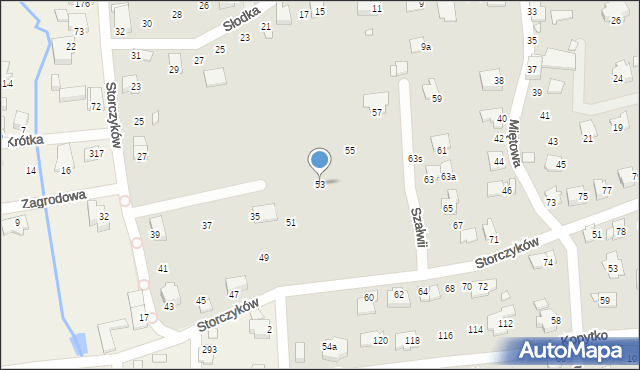 Bielsko-Biała, Storczyków, 53, mapa Bielsko-Białej