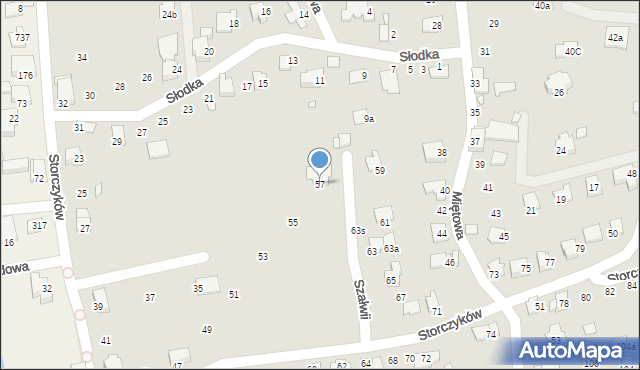 Bielsko-Biała, Storczyków, 57, mapa Bielsko-Białej