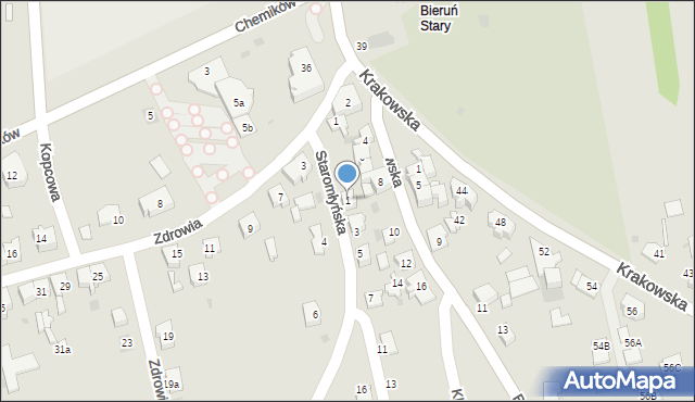 Bieruń, Staromłyńska, 1, mapa Bieruń