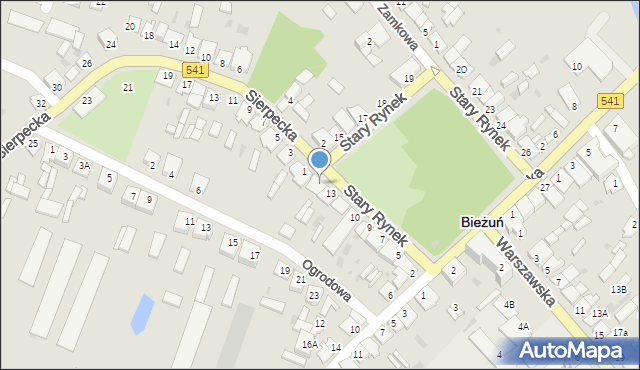 Bieżuń, Stary Rynek, 14, mapa Bieżuń