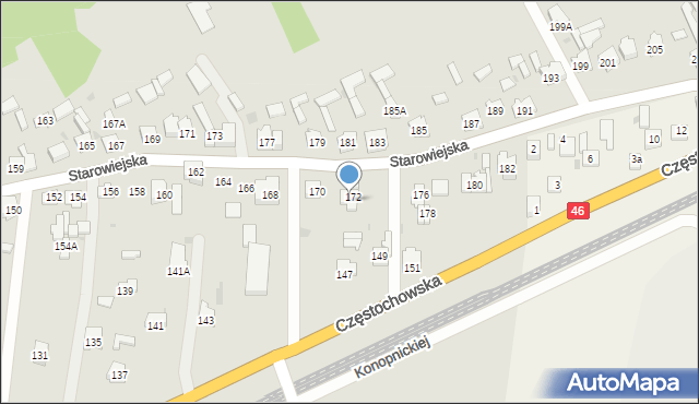 Blachownia, Starowiejska, 172A, mapa Blachownia
