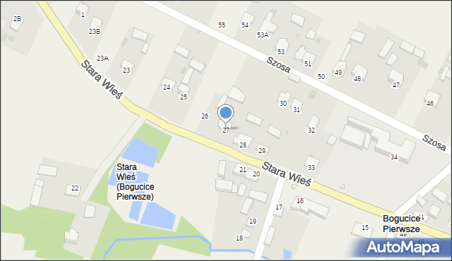 Bogucice Pierwsze, Stara Wieś, 27, mapa Bogucice Pierwsze