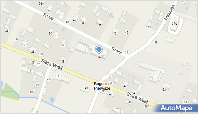 Bogucice Pierwsze, Stara Wieś, 34, mapa Bogucice Pierwsze