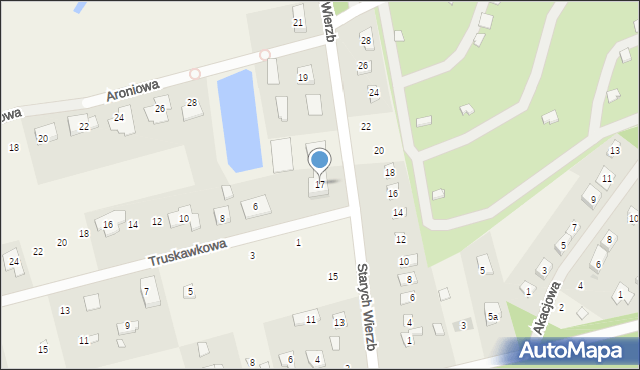 Borowo-Młyn, Starych Wierzb, 17, mapa Borowo-Młyn