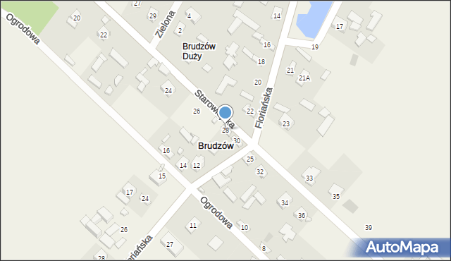 Brudzów, Starowiejska, 28, mapa Brudzów