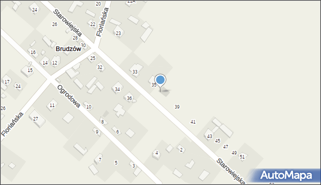Brudzów, Starowiejska, 37, mapa Brudzów