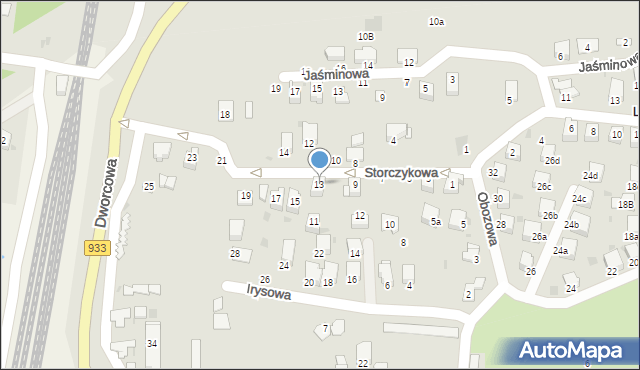 Brzeszcze, Storczykowa, 13, mapa Brzeszcze