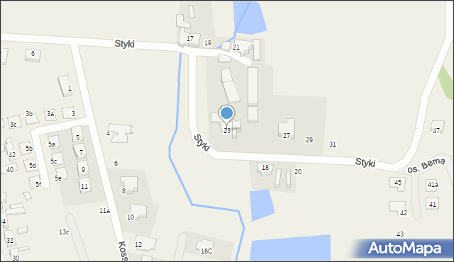 Brzezie k. Sulechowa, Styki Tadeusza, 23, mapa Brzezie k. Sulechowa