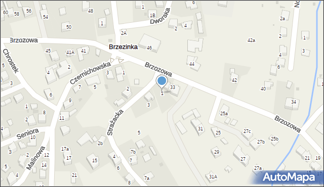 Brzezinka, Strażacka, 1, mapa Brzezinka