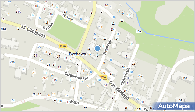 Bychawa, Stefana Batorego, 1, mapa Bychawa