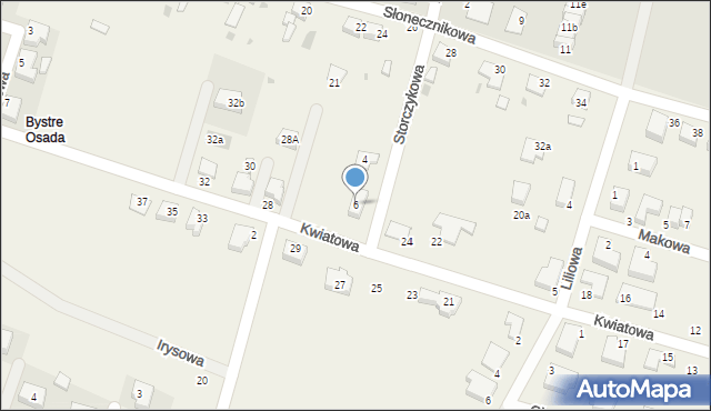 Bystre, Storczykowa, 6, mapa Bystre