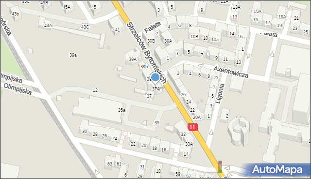 Bytom, Strzelców Bytomskich, 37A, mapa Bytomia