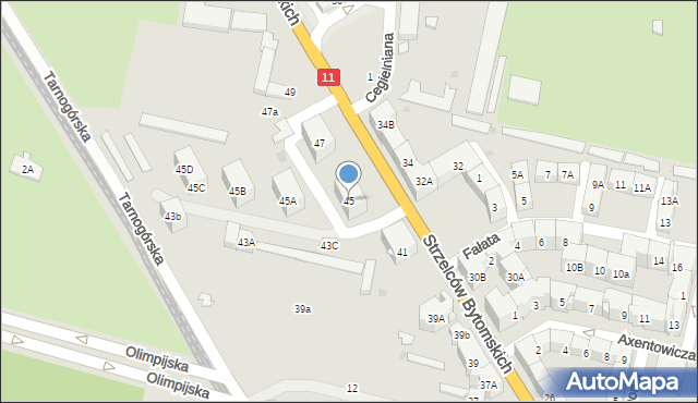 Bytom, Strzelców Bytomskich, 45, mapa Bytomia