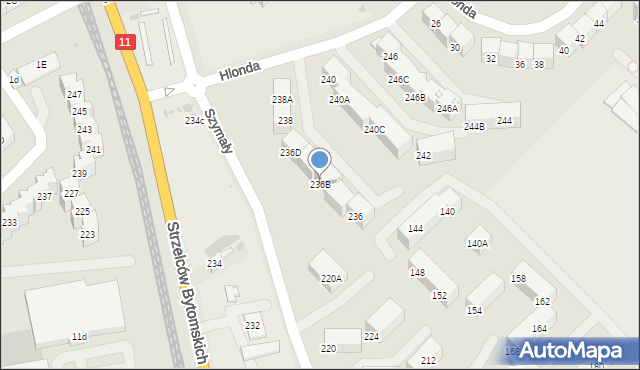 Bytom, Strzelców Bytomskich, 236B, mapa Bytomia