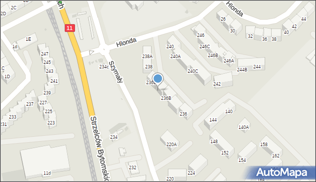 Bytom, Strzelców Bytomskich, 236C, mapa Bytomia
