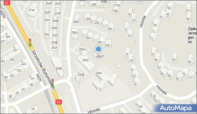 Bytom, Strzelców Bytomskich, 252a, mapa Bytomia