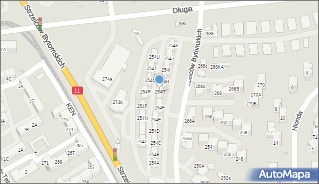 Bytom, Strzelców Bytomskich, 254G, mapa Bytomia