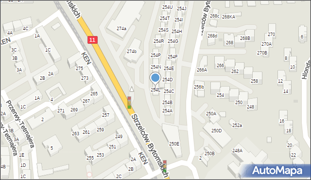 Bytom, Strzelców Bytomskich, 254L, mapa Bytomia