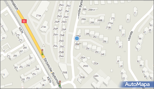 Bytom, Strzelców Bytomskich, 256b, mapa Bytomia