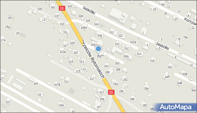 Bytom, Strzelców Bytomskich, 304, mapa Bytomia