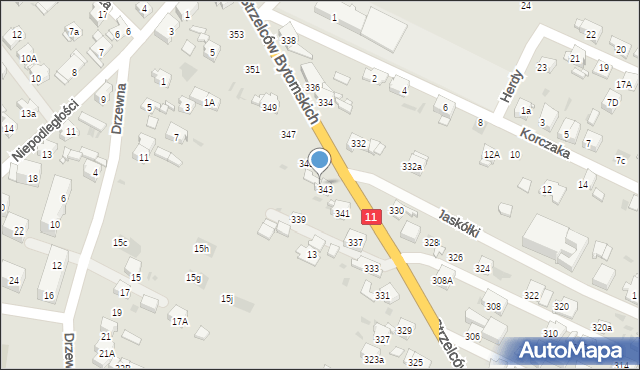 Bytom, Strzelców Bytomskich, 343a, mapa Bytomia
