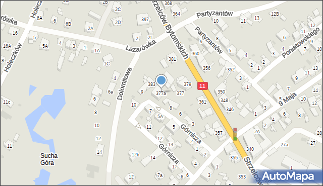 Bytom, Strzelców Bytomskich, 377a, mapa Bytomia