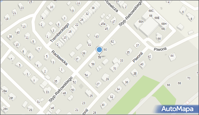 Bytów, Styp-Rekowskiego Jana, 58, mapa Bytów