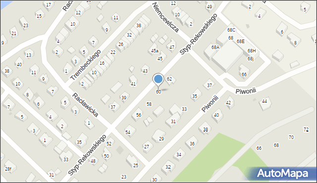 Bytów, Styp-Rekowskiego Jana, 60, mapa Bytów