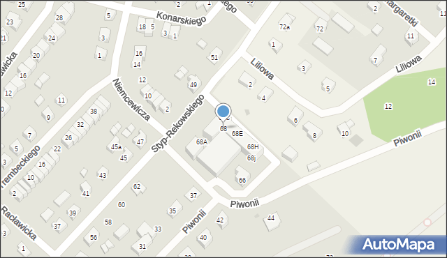Bytów, Styp-Rekowskiego Jana, 68, mapa Bytów