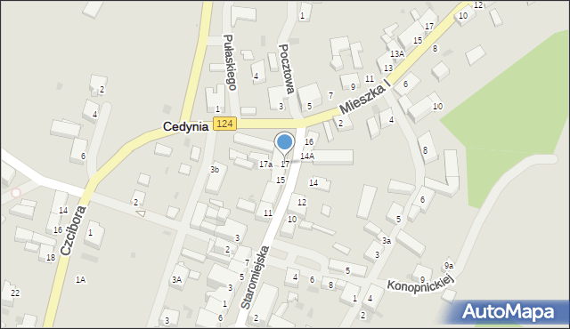 Cedynia, Staromiejska, 17, mapa Cedynia