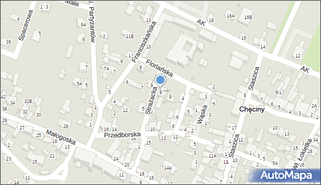 Chęciny, Strażacka, 4, mapa Chęciny