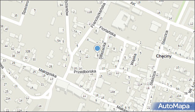 Chęciny, Strażacka, 5, mapa Chęciny