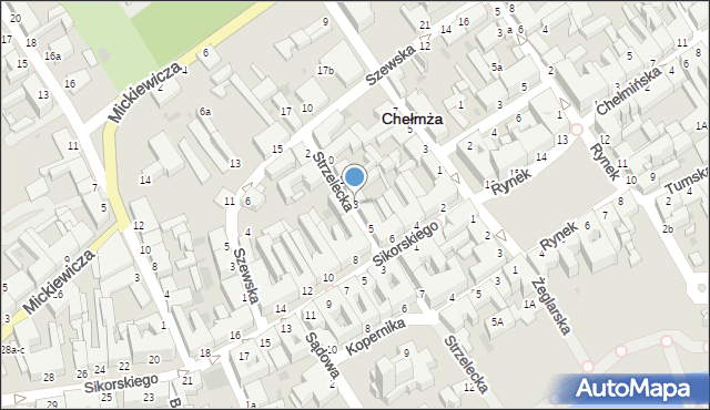 Chełmża, Strzelecka, 3, mapa Chełmża