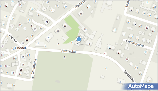 Chodel, Strażacka, 7a, mapa Chodel