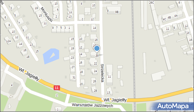 Chodzież, Strzelecka, 20, mapa Chodzież