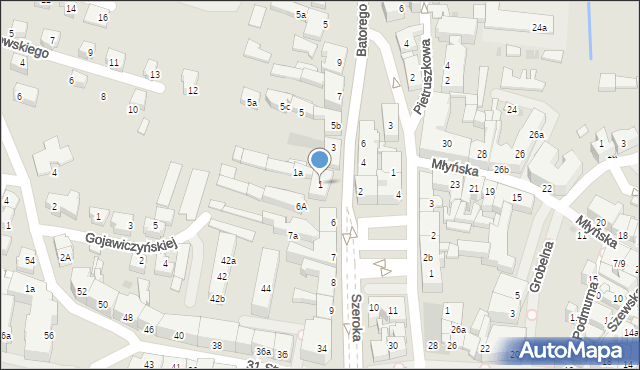 Chojnice, Stefana Batorego, 1, mapa Chojnic