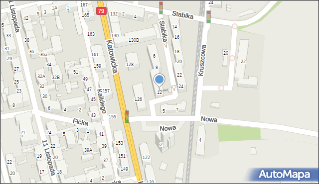 Chorzów, Stabika Antoniego, ks., 12, mapa Chorzów