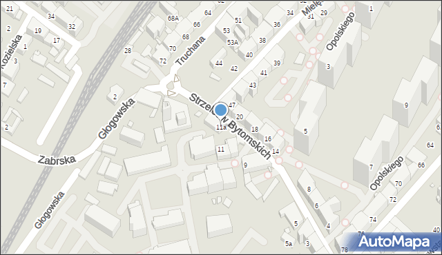 Chorzów, Strzelców Bytomskich, 11a, mapa Chorzów
