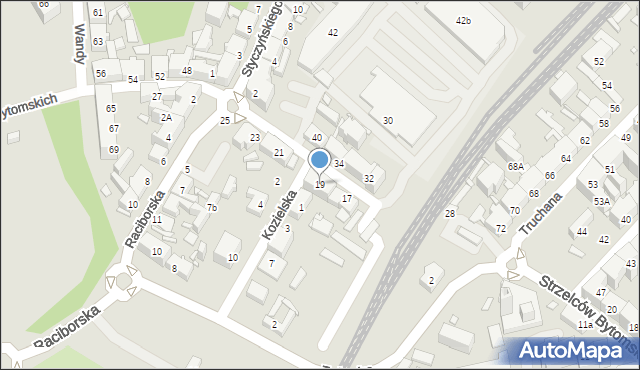 Chorzów, Strzelców Bytomskich, 19, mapa Chorzów